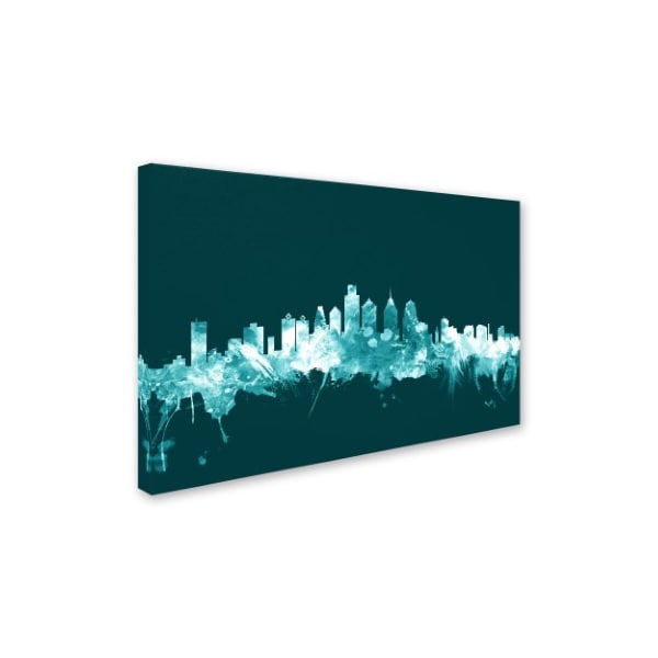 Michael Tompsett 'Philadelphia PA Skyline Teal' Canvas Art,12x19